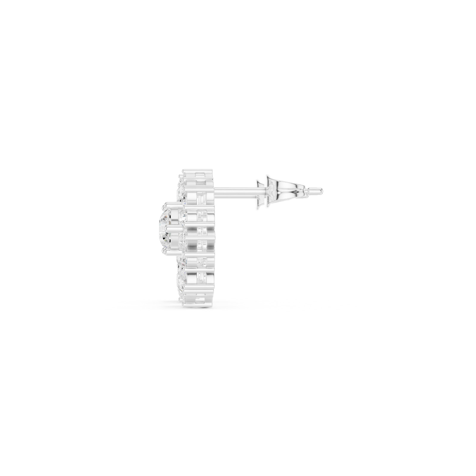 Certified VVS1 D Natural Diamond Flora Cosmos Halo Stud Earrings 14k Gold Over