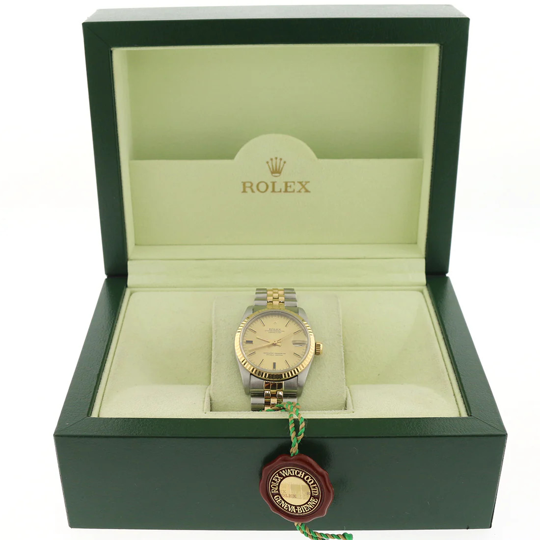 Rolex Datejust Midsize 2-Tone Champagne Stick Dial 31mm Jubilee Watch 68273