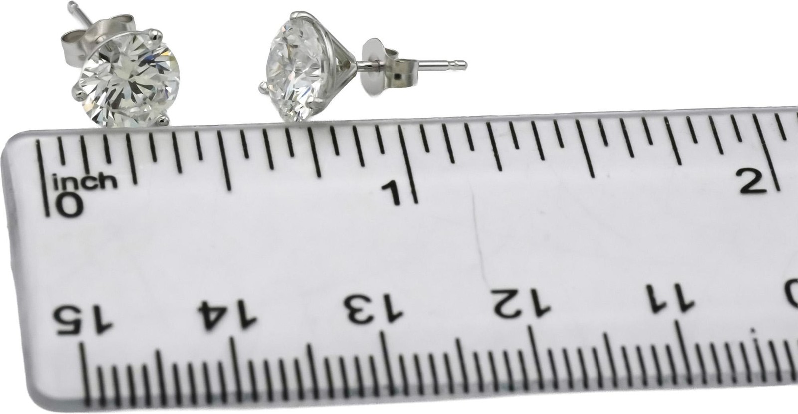 14k White Gold VS Round Lab-Grown Diamond Martini Setting Stud Earrings 5.09CT