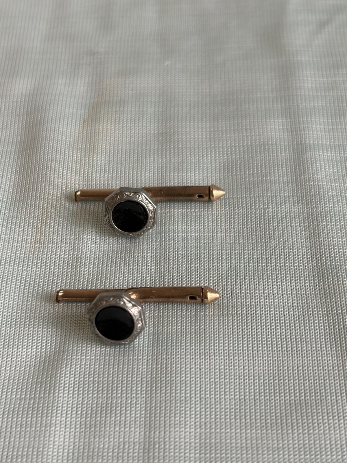 Two 1/4″ Black Octagon MOP Larter Sons RGP Vintage Formal Tux Studs