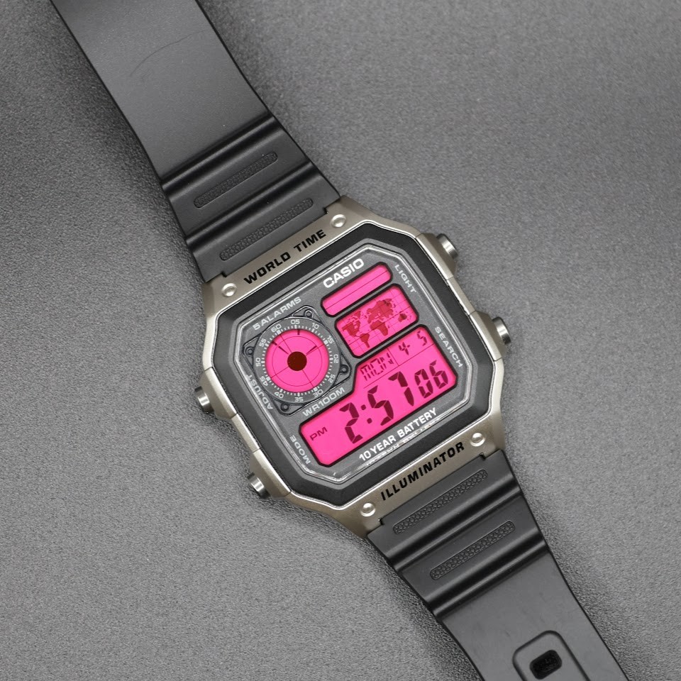 PINK | CASIO AE-1200WHD Royale | World Time Watch | Mod 🩷