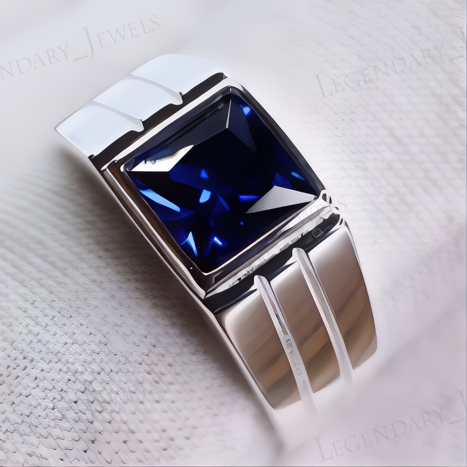 Natural Blue Sapphire Gemstone with 925 Sterling Silver Men’s Handmade Ring