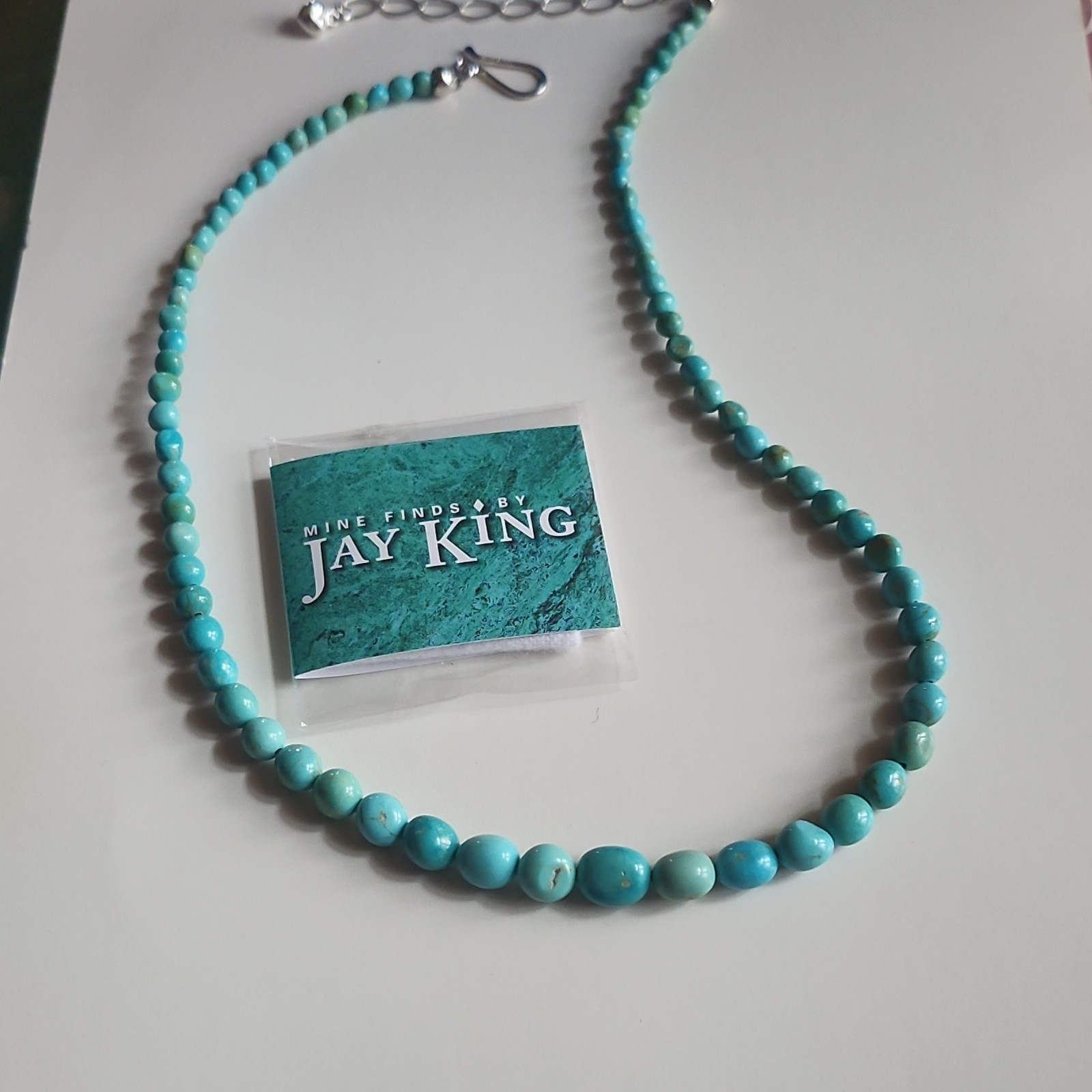 Mine Finds by Jay King Turquoise Beaded Necklace Sterling Silver 17in Hook