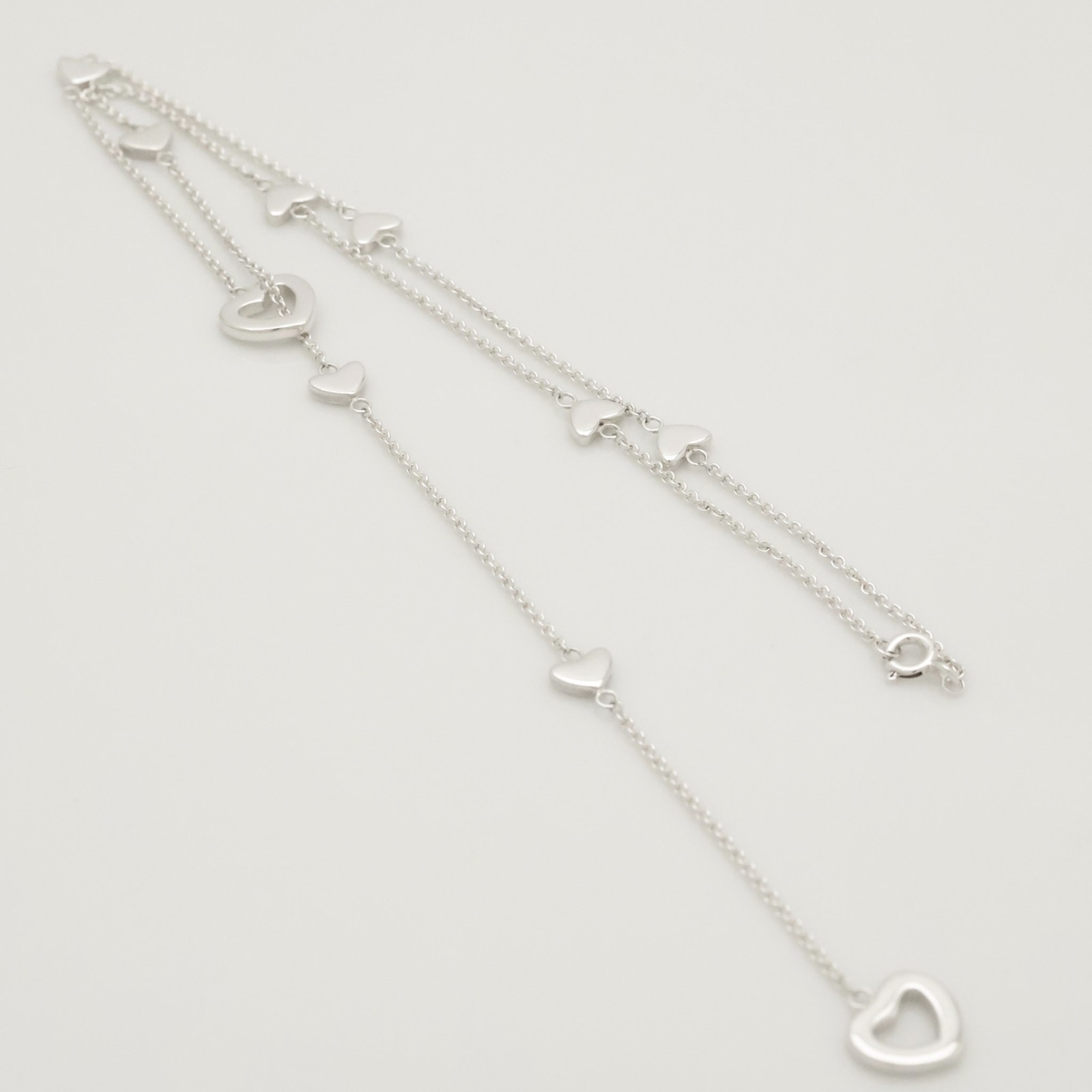 Authentic Tiffany & Co. Heart Link Lariat Pendant Necklace 19.6″ Silver w/Pouch