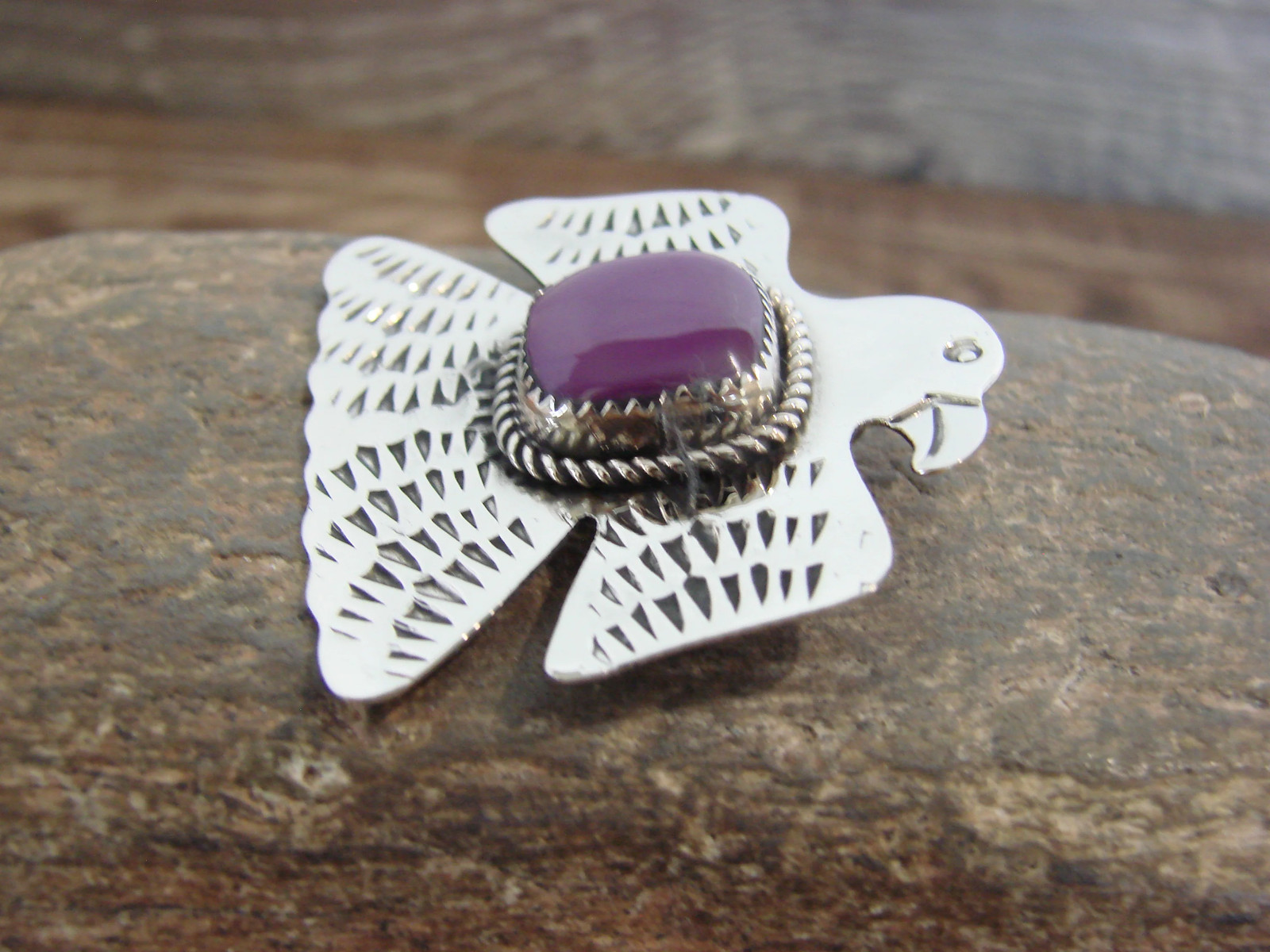 Native American Nickel Silver & Purple Spiny Oyster Eagle Pendant – Cleveland