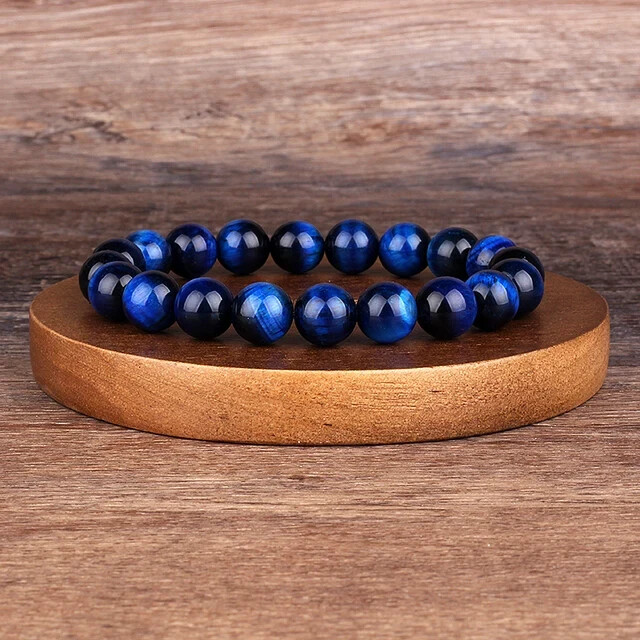 BESTSELLER 8MM Blue Tiger Eye Bracelet Energy Crystal Stone Healing Reiki Gifts