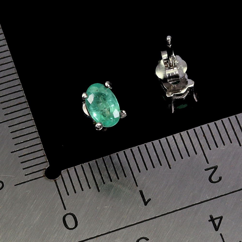 925 Sterling Silver Earrings Oval Emerald 6x4mm Natural Gemstone Jewelry