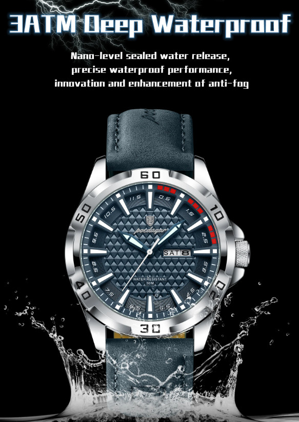 POEDAGAR Original Man Wristwatch Top Luxury Waterproof Luminous Watch Xmas Gift