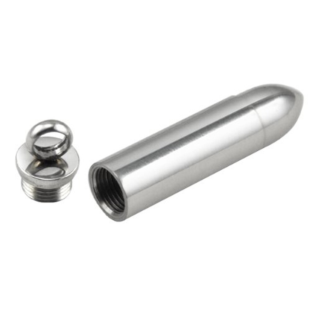 Mens Stainless Steel Open Bullet Pendant Necklace Pill Case Holder Male Jewelry
