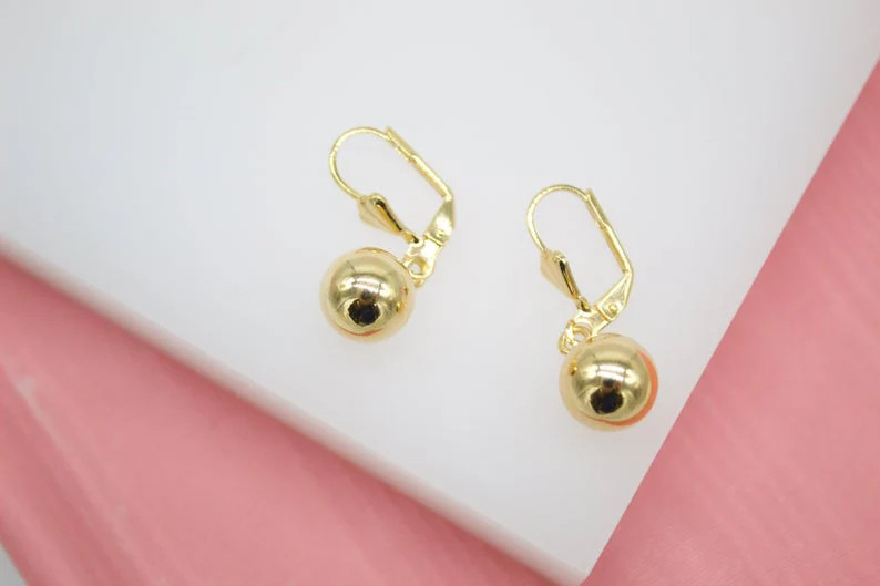 18K Gold Filled Golden Pearl Back Latch Earrings (L210)
