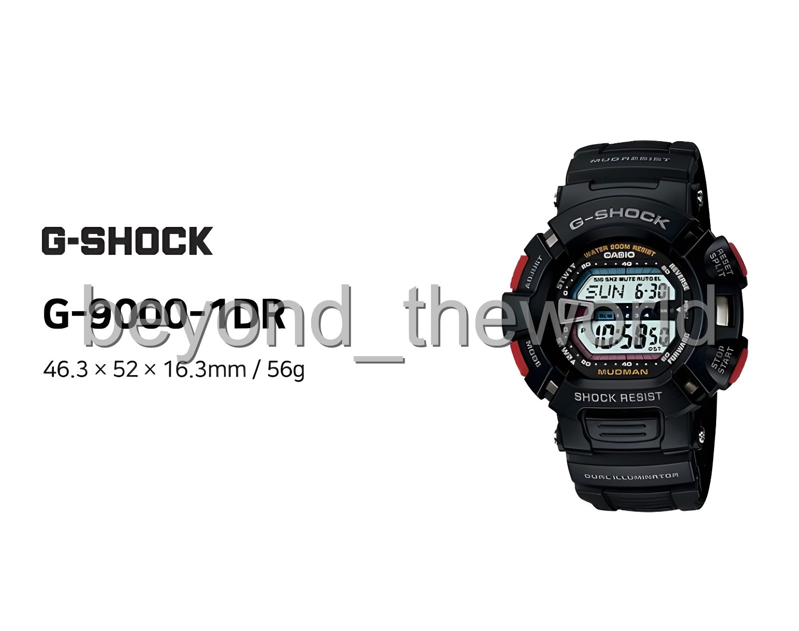 Casio G-SHOCK G-9000-1DR Mudman Digital Watch 200M Shock Resistant Black
