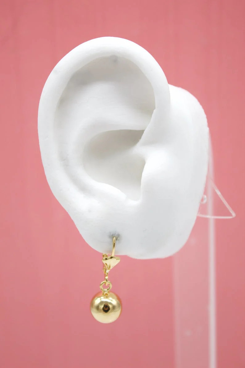 18K Gold Filled Golden Pearl Back Latch Earrings (L210)