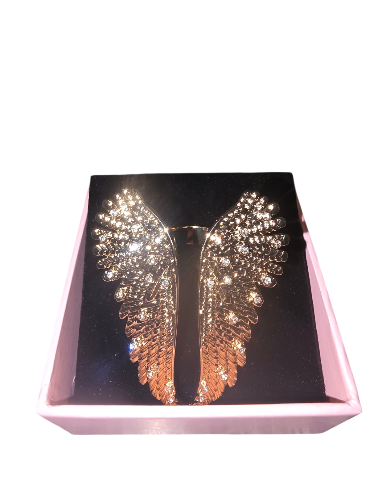 Victoria’s Secret Crystal Golg Wings Ring (ORIG IN BOX) Bling GOLD TONE Size 9