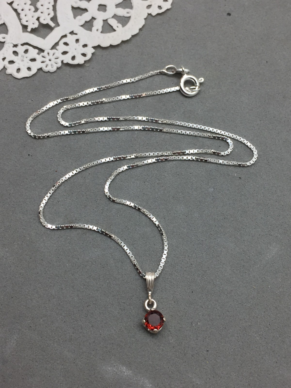 Dainty 5mm Round Spessartine Garnet Pendant Sterling Silver Solitaire Faceted