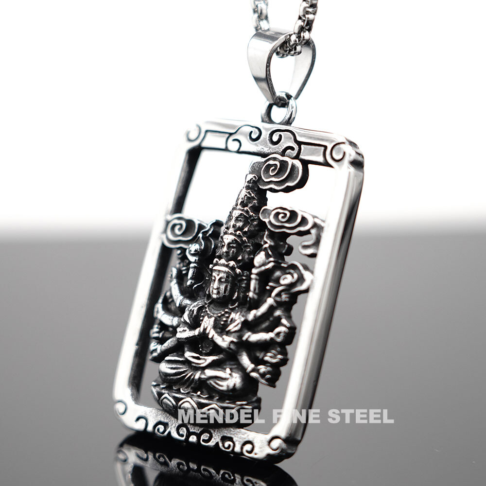 MENDEL Tibetan Buddhist Protection Amulet Kuan Guan Yin Buddha Pendant Necklace