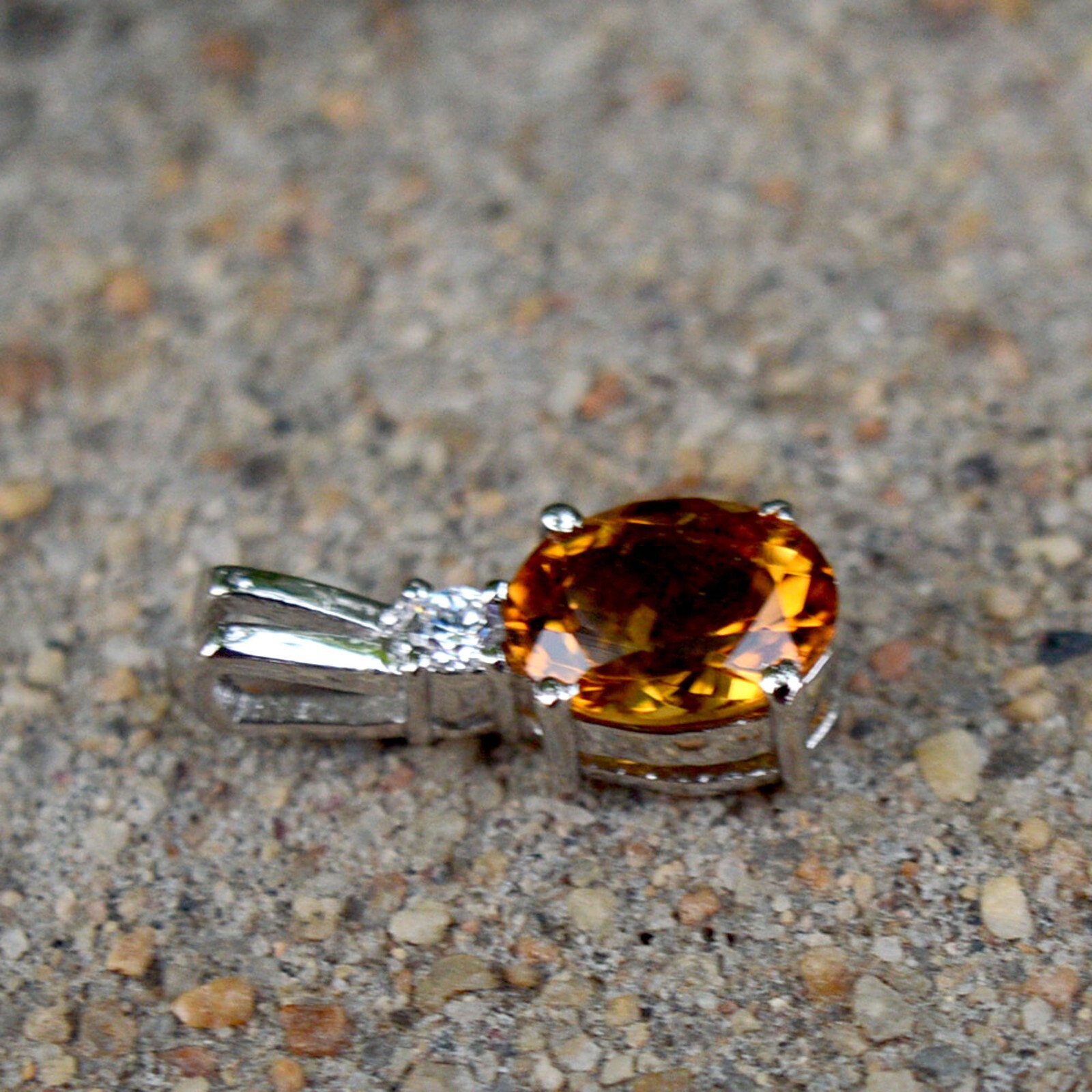 925 Sterling Silver With Natural Citrine Oval Gemstone Women Handmade Pendant