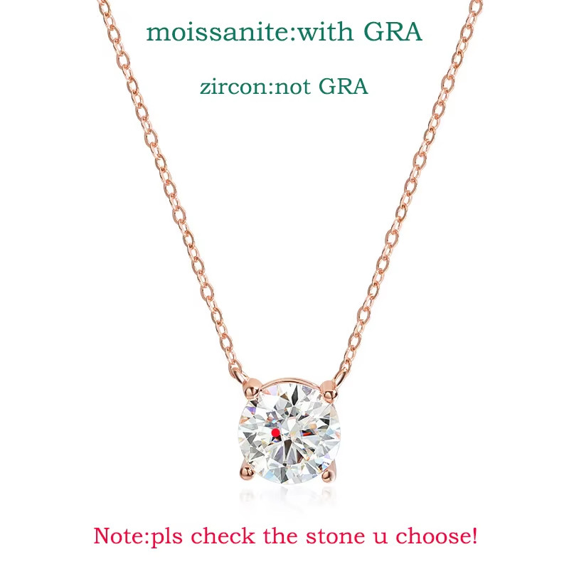 1-5CT Rose Gold Color Moissanite Necklace for Women D Color Sparkling Classic La