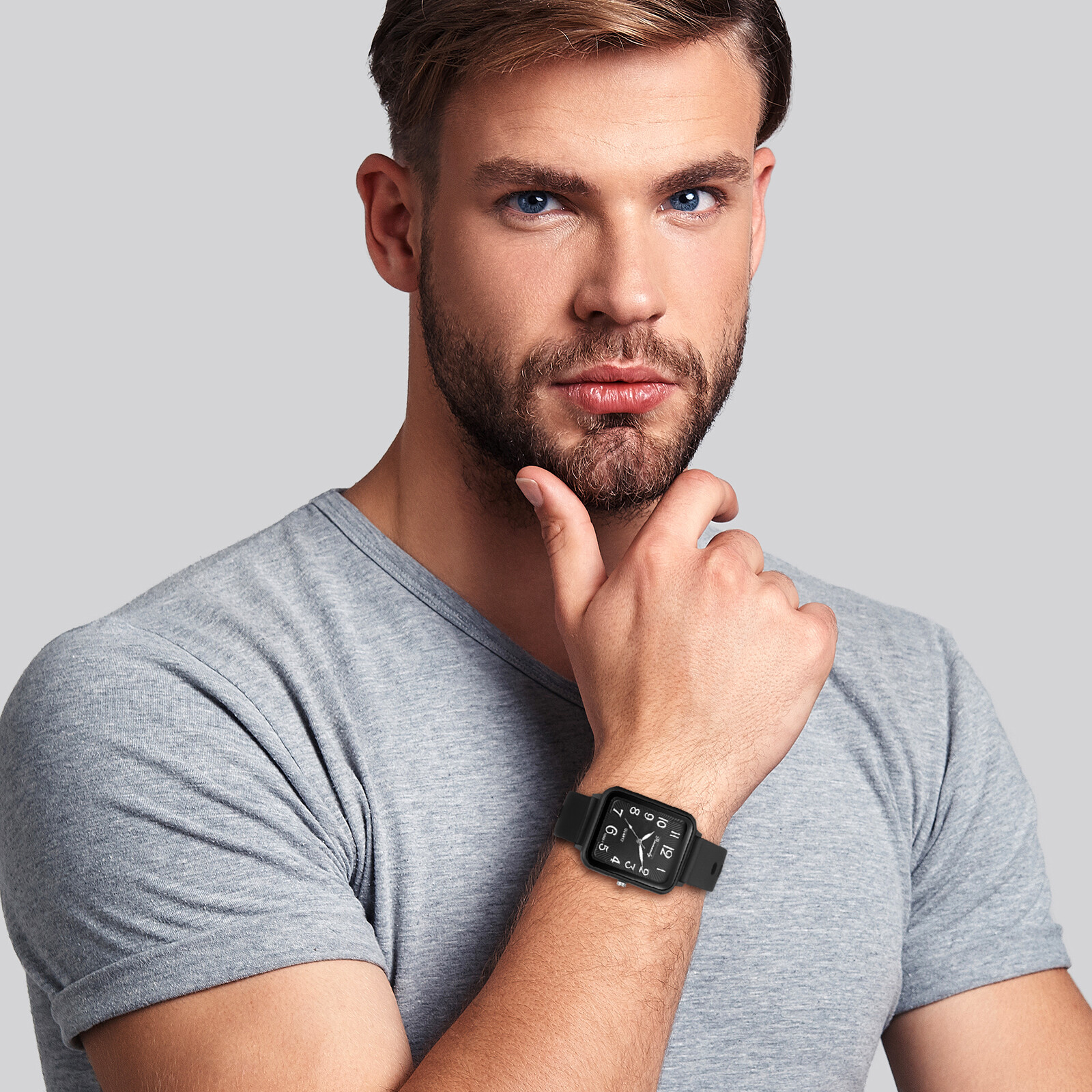 Men Women Boys Girls Sports Silicone Simple Square Dial Teens Quartz Wrist Watch