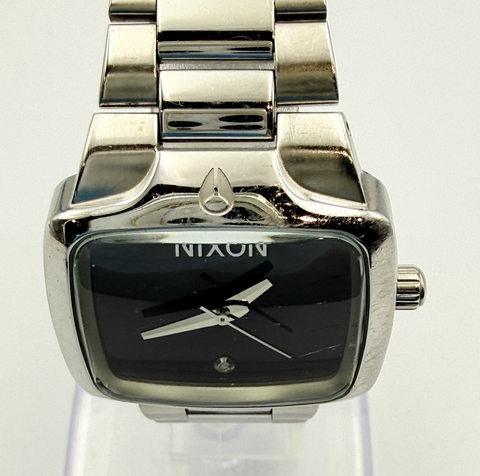 NIXON The SMALL PLAYER Qz Silver Black Dial Watch Wrist 16cm (6.3 in) – Rank C