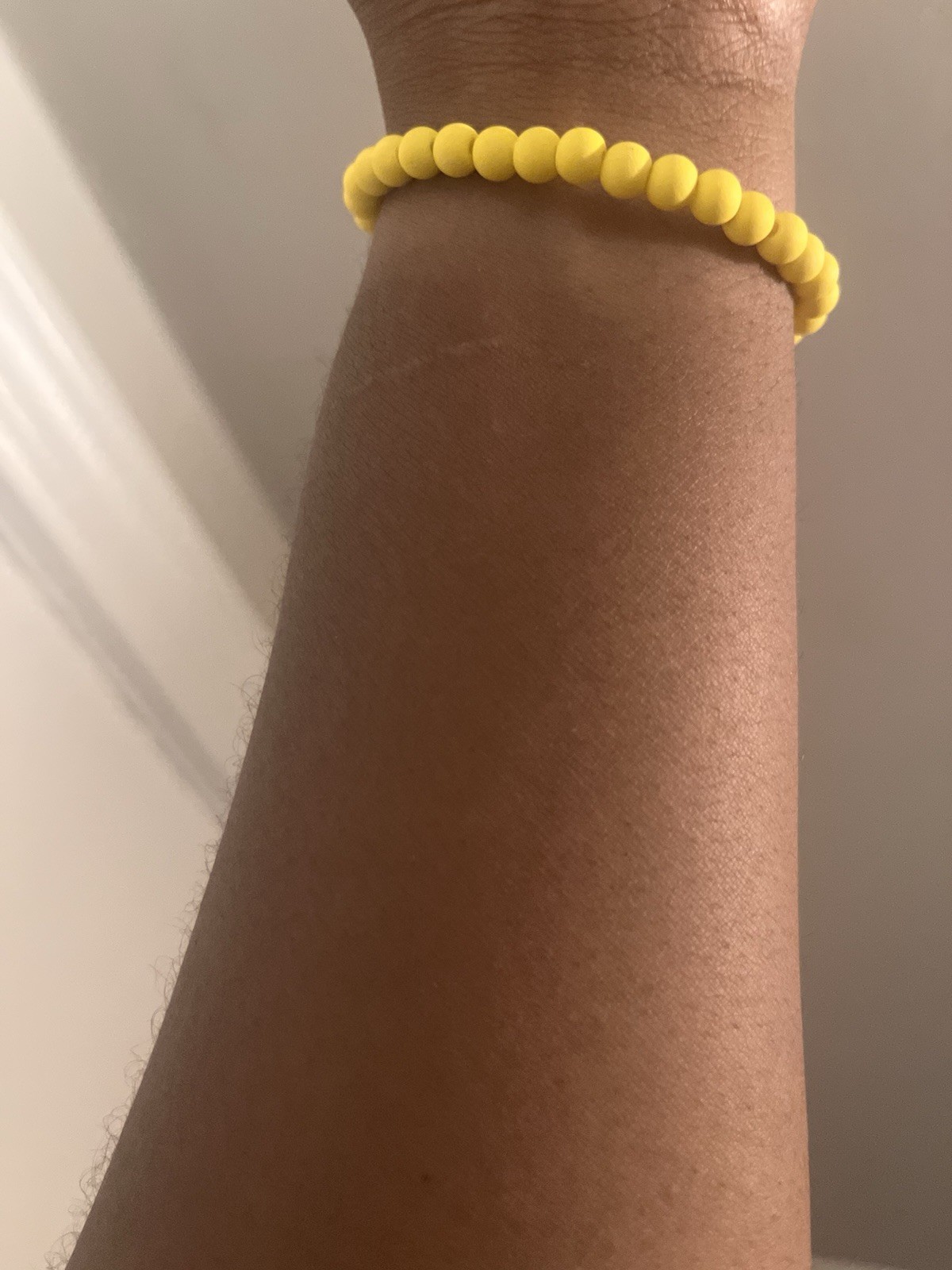 Yellow Silicone Beaded Stretch Bracelet, Sizable, Cross Charm
