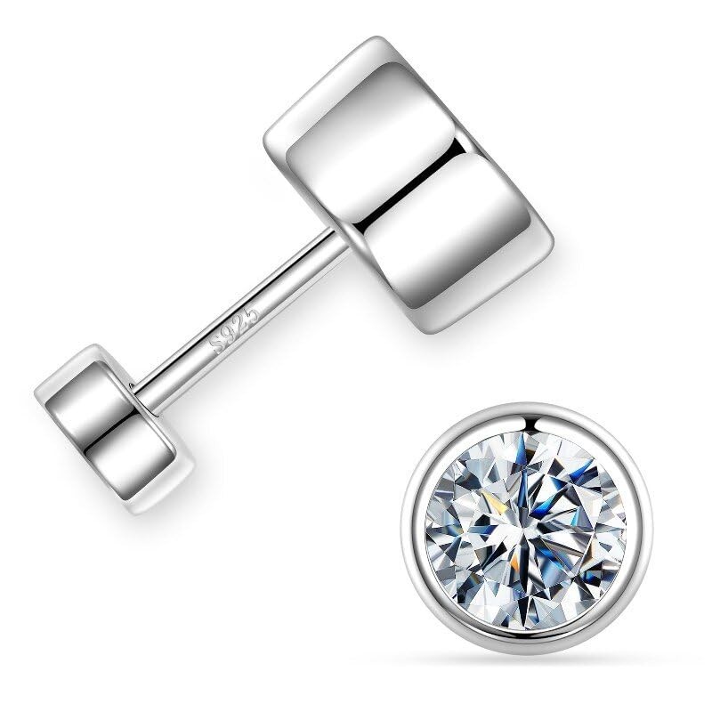 0.2-2ct Moissanite Flat Back Earrings, 925 Sterling Silver Lab Created Moissa…