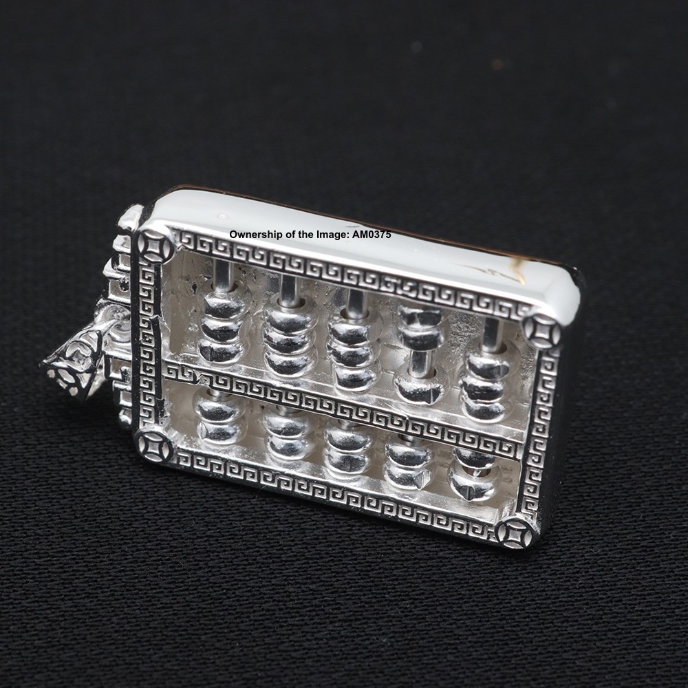 NEW Pure 999 Fine Silver Pendant Abacus-Shaped Ethnic Wealth Lucky Pendant