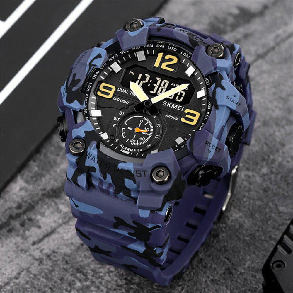 SKMEI Men Digital Quartz Watch Fashion Chronograph Military Sport LED Wristwatch