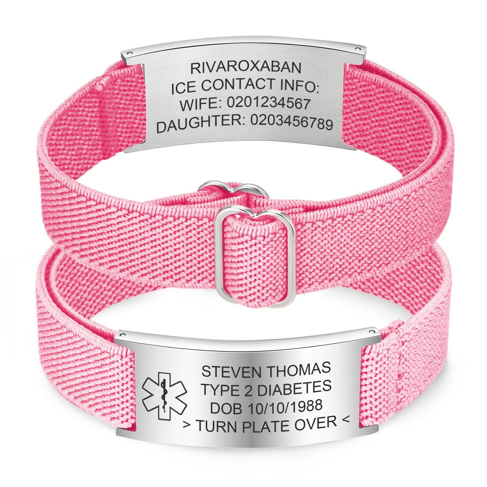 Free Engraving Personalized Medical Alert Bracelet Stainless Steel Wristband