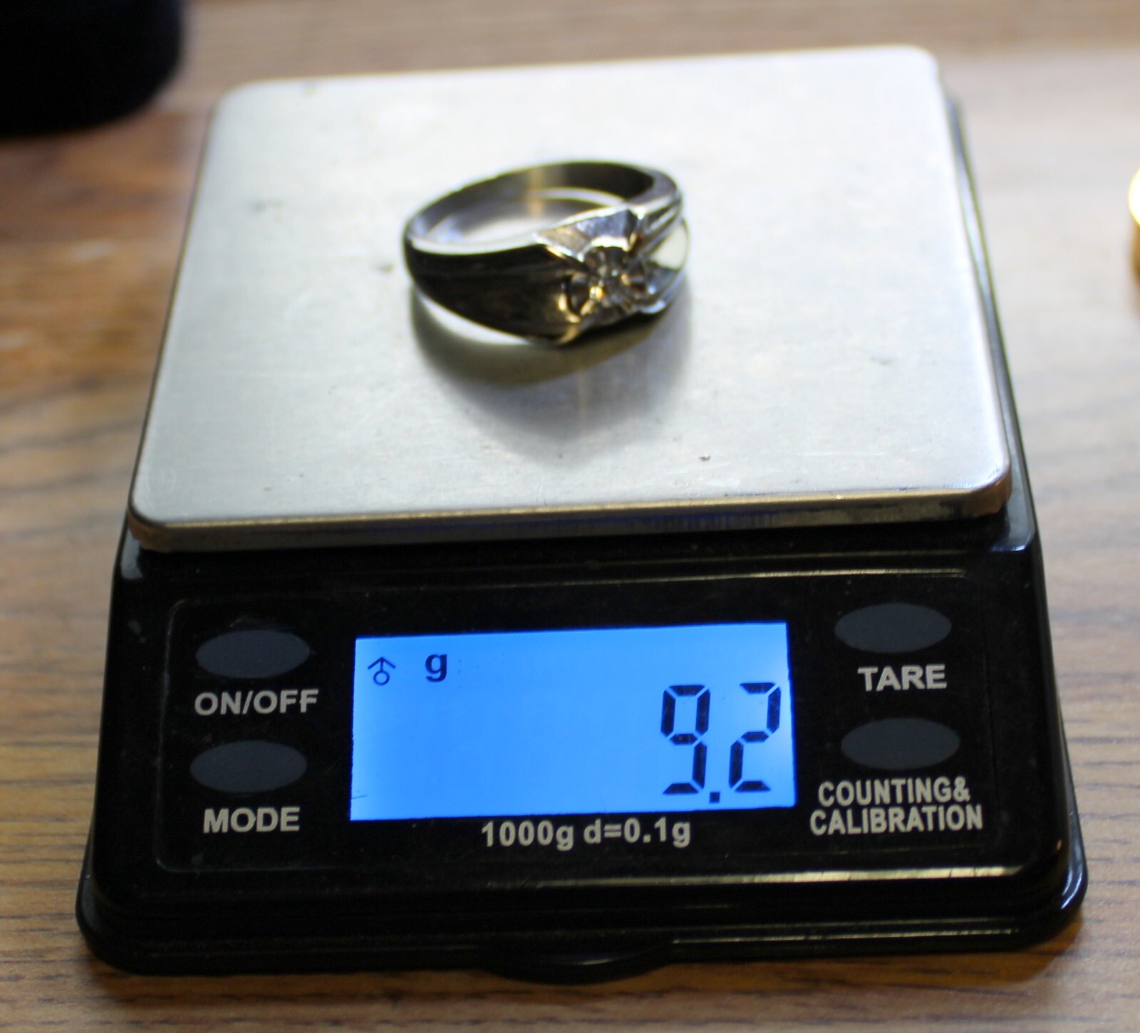 Nice Heavy Men’s 10K White Gold .15 Ct Solitaire Diamond Ring, Size 11, 9.2Grams