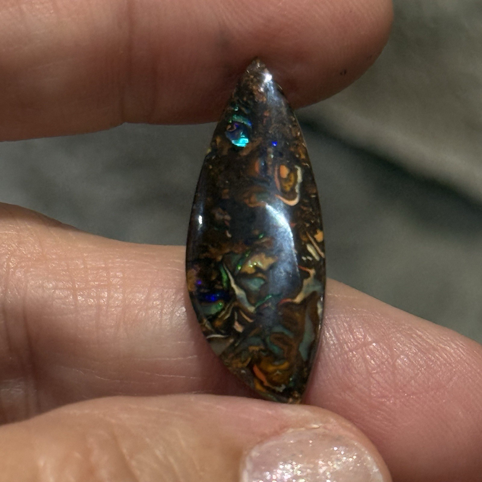 11ct 29×11.4×3.85mm Colorful Australian Koroit Boulder Opal Cabochon Gem