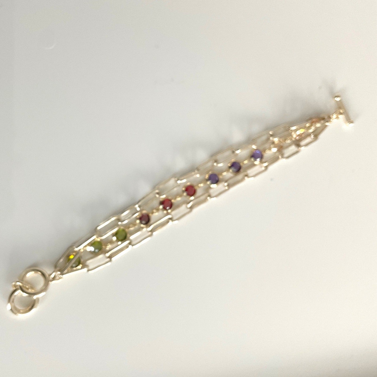 Bracelet Gold Tone Multicolor Crystal Toggle Clasp Elegant Style New