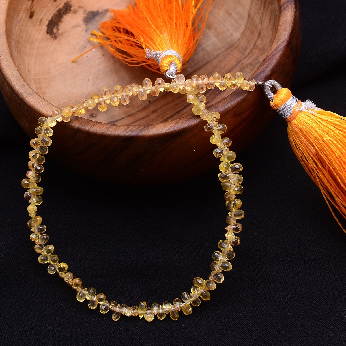 127 Pcs Natural Yellow Sapphire Drilled Briolettes 3.50mm*2.60mm Loose Gemstones