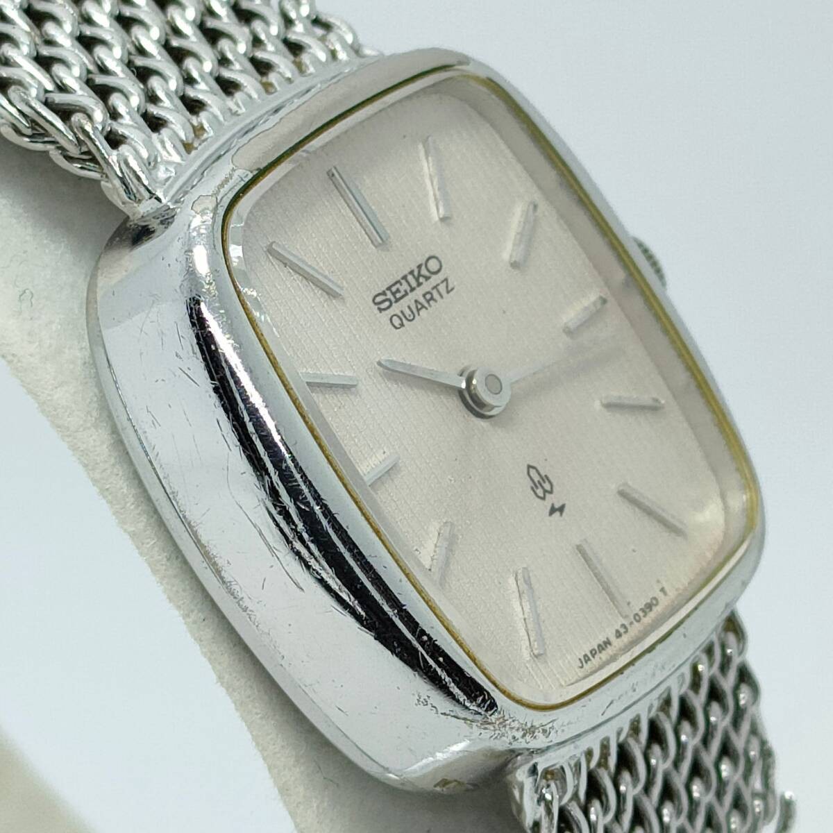 1036 Seiko quartz 43 3220 white gold plating silk texture dial ladies watch SEIK