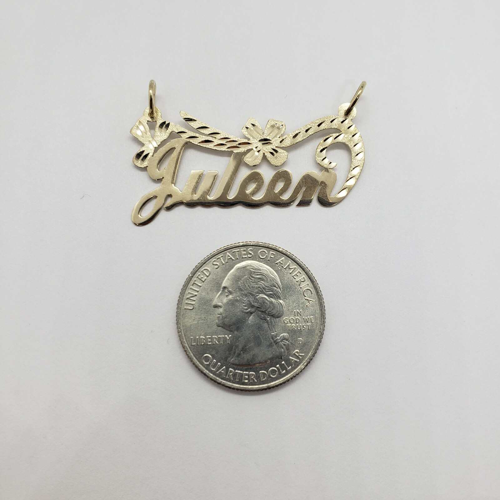 14K Solid Yellow Gold Personalized/Custom Name Pendant with/out Singapore chain