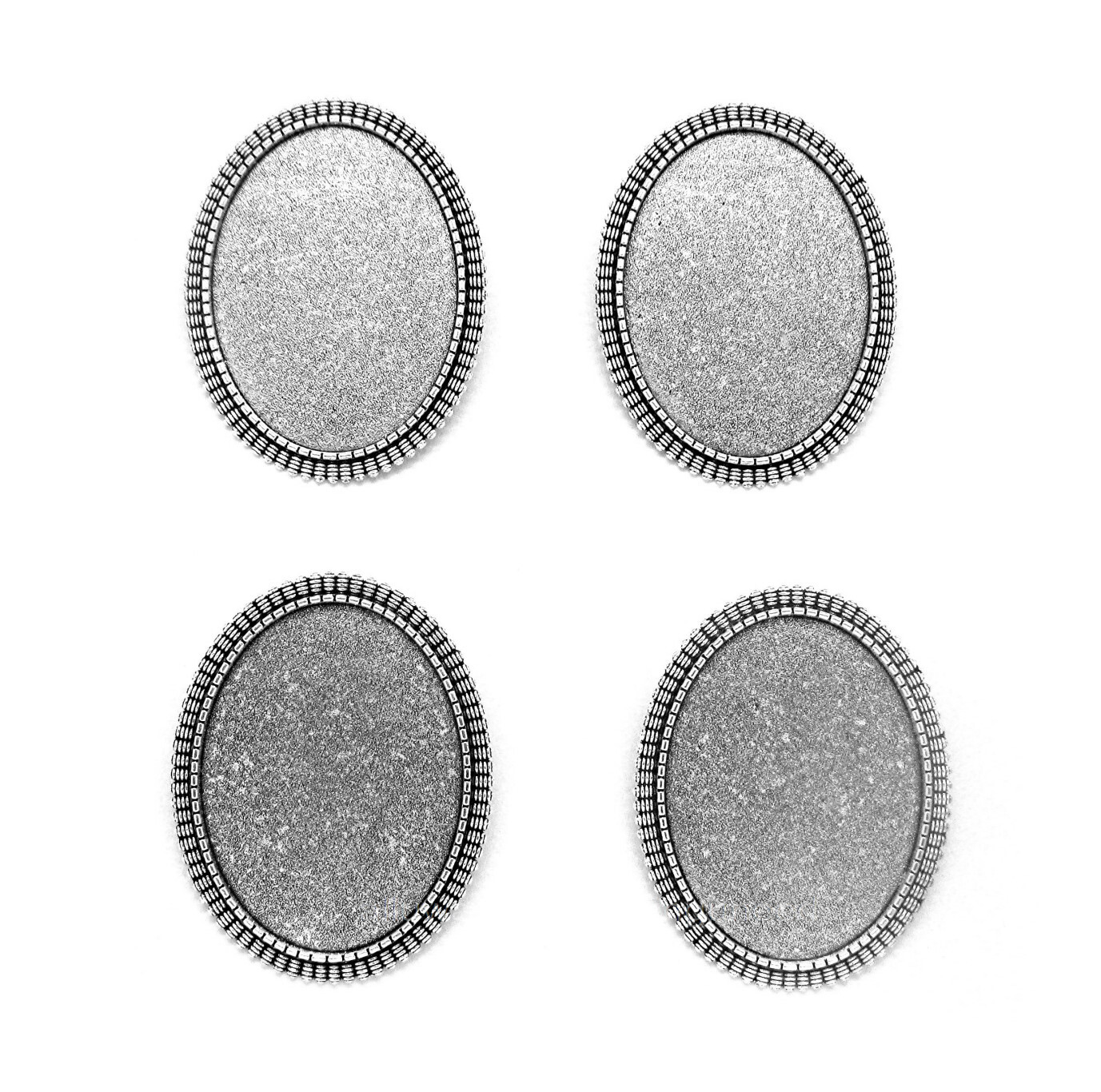 4 Antiqued Silvertone GWYNETH style 40mm x 30mm CAMEO Pin Brooch Frames Settings