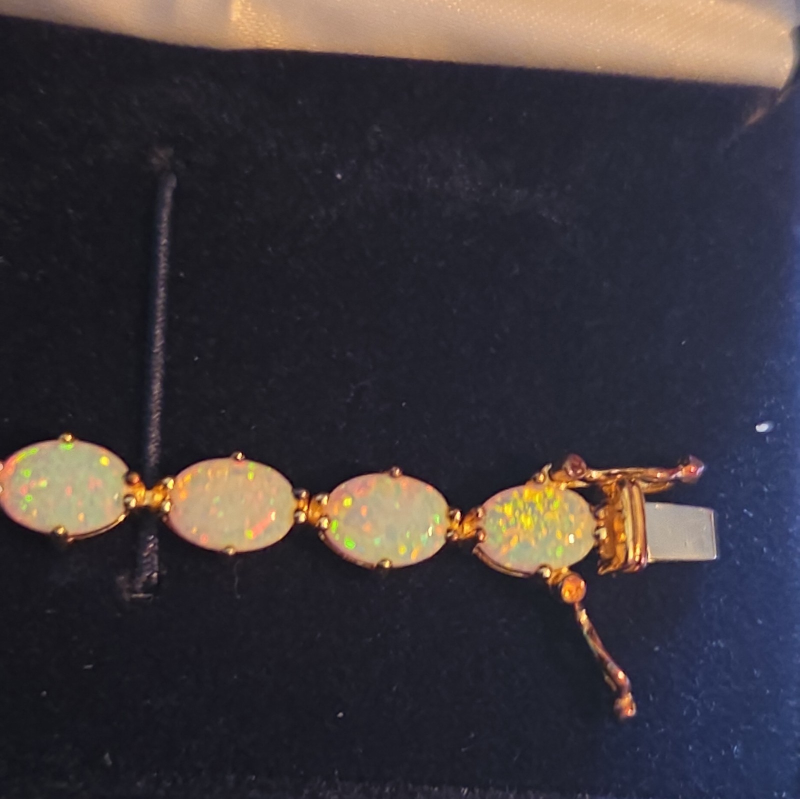 Opal Fire Allure 10 carat Opal Tennis Bracelet Sz 7.5. Sterling & 14k plate