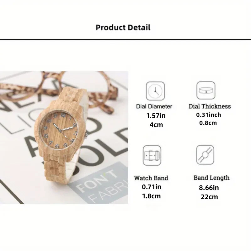 Retro Wood Grain Quartz Watch Analog Design Durable Plastic Fit Women Men New