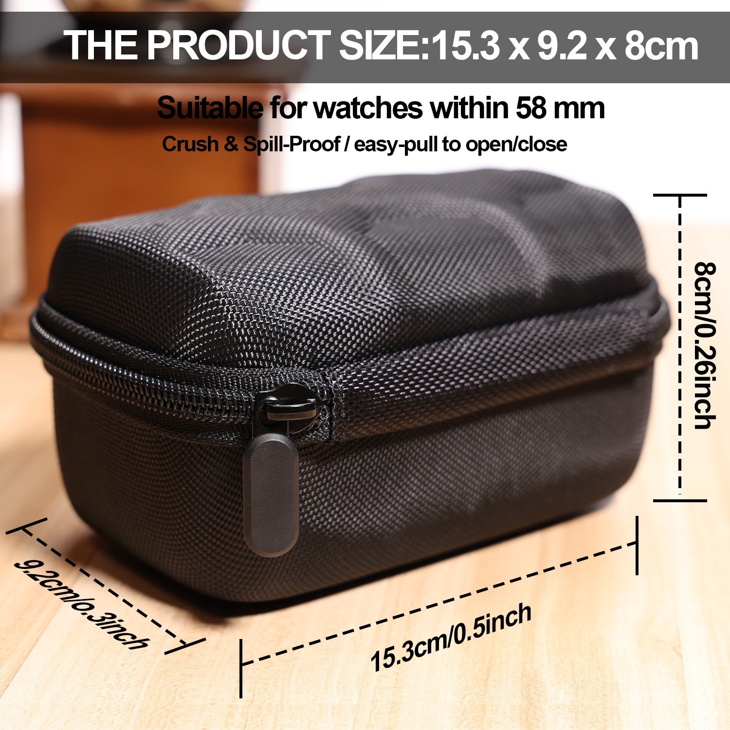 Portable Watch Box Organizer 2 Slots Wrist Watch Storage Case Holder for Travel