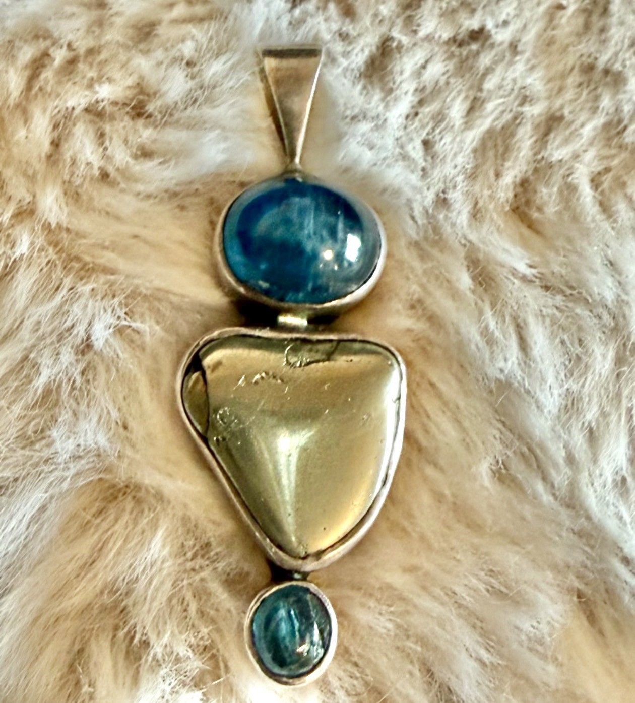 Starborn 925 Sterling Silver Blue Apatite & Golden Sheen Obsidian Pendant