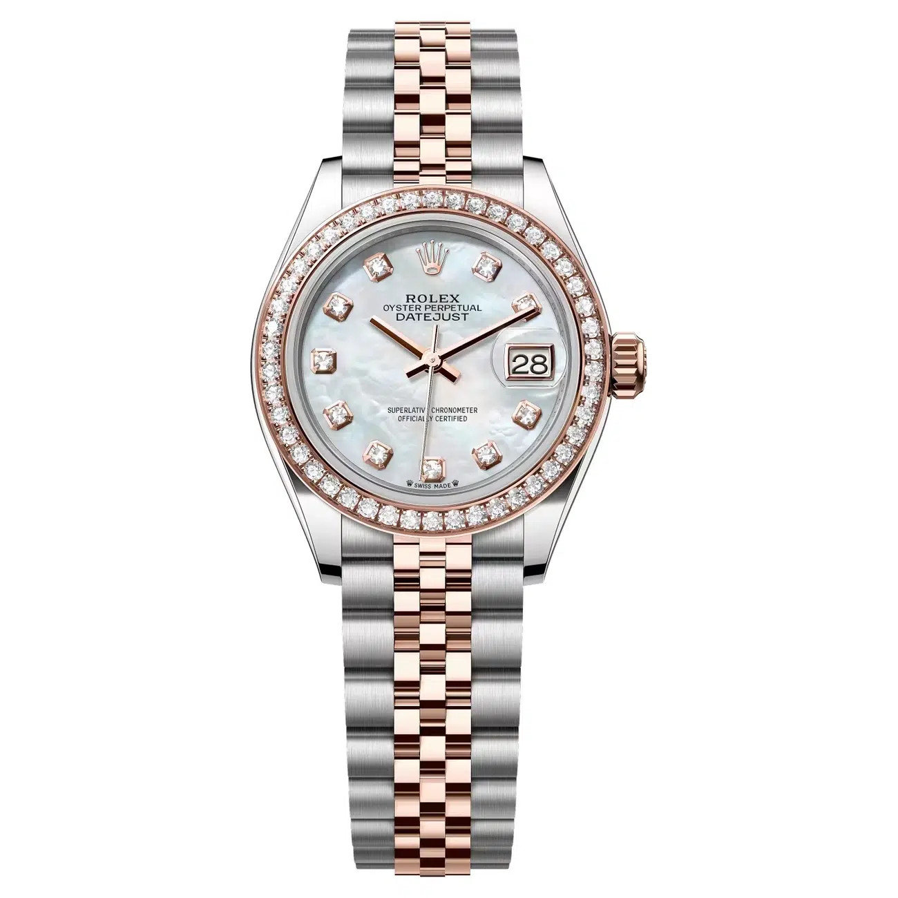 Rolex Lady-Datejust 279381RBR-0013 28 MM Diamond Bezel White Mother of Pearl …
