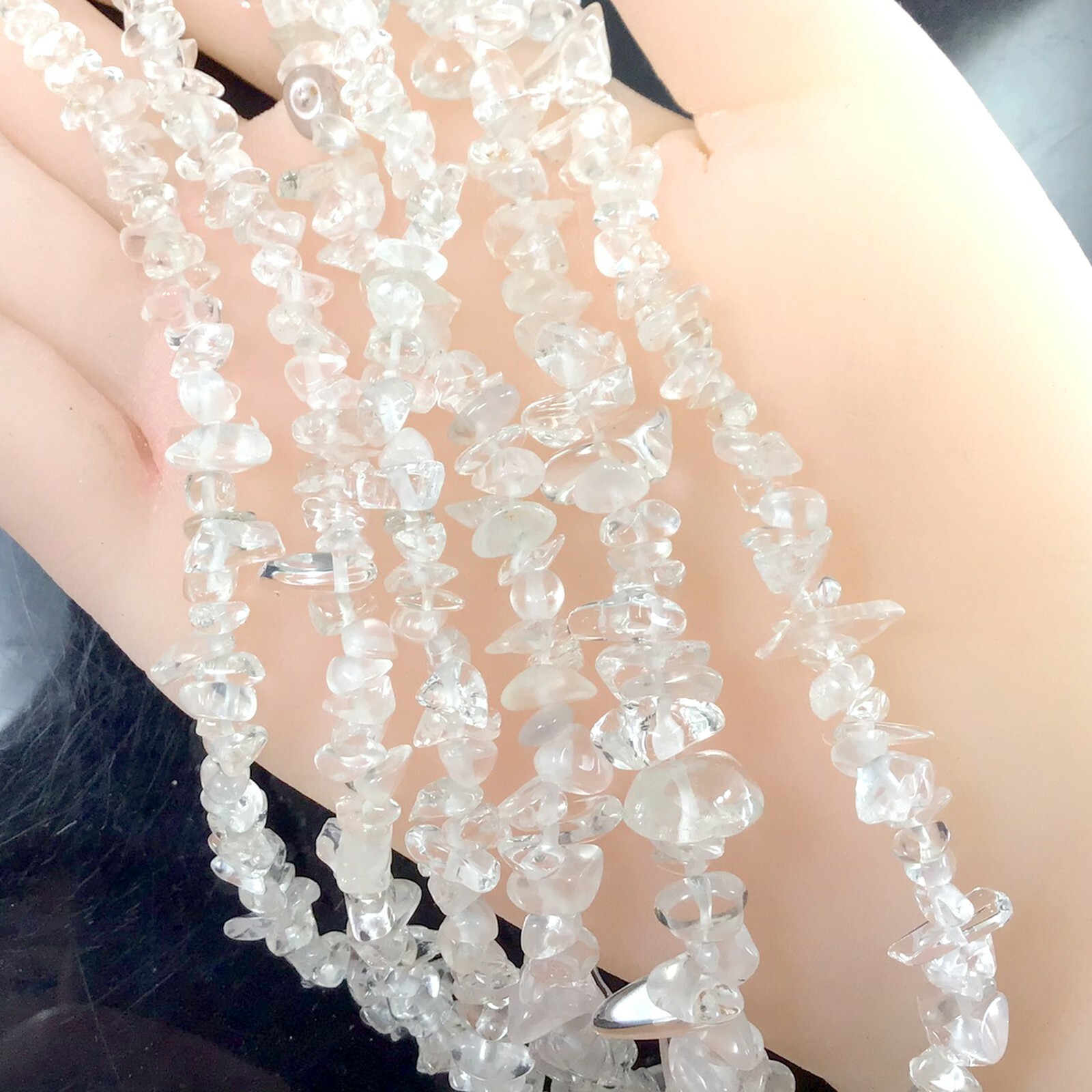 Natural Gemstones Clear Crystal Quartz Chip Beads 32″ Full Strand Jewelry Making