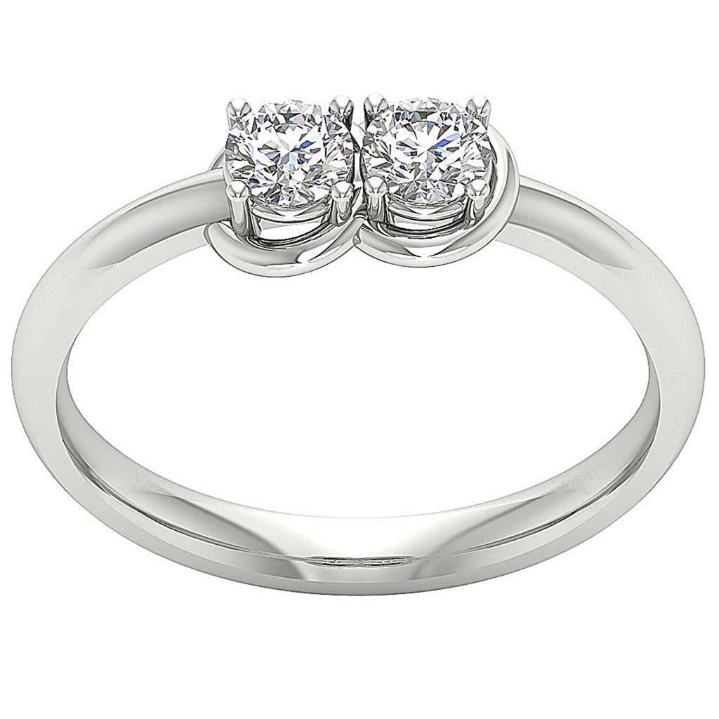 Forever Us Two Stone Ring SI1 G 0.55Ct Natural Round Diamond 14K Gold 6.00MM