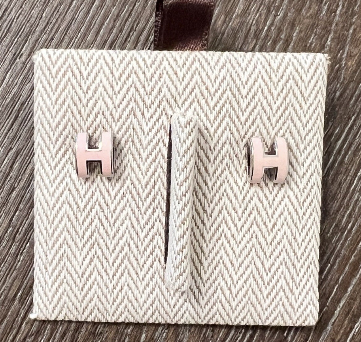 Hermes Mini Pop H Earrings Pink Gold Plated Authentic Sold Out!