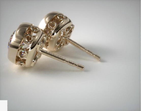 4 Ct Round Cut Simulated Diamond Bezel Set Stud Earrings 14K Yellow Gold Finish