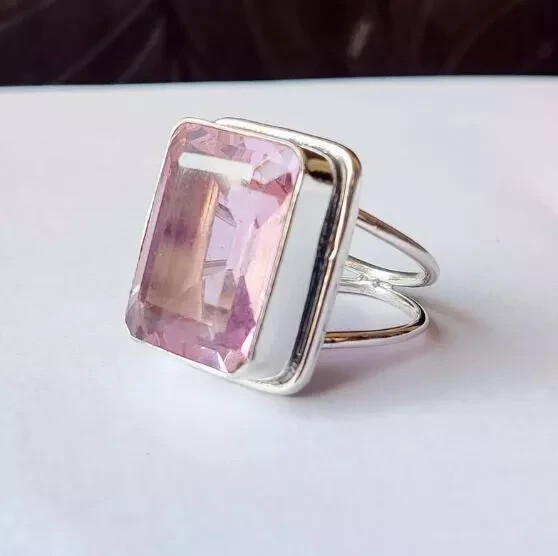 Pink Kunzite Gemstone 925 Sterling Silver Ring Handmade Jewelry Ring For Gift