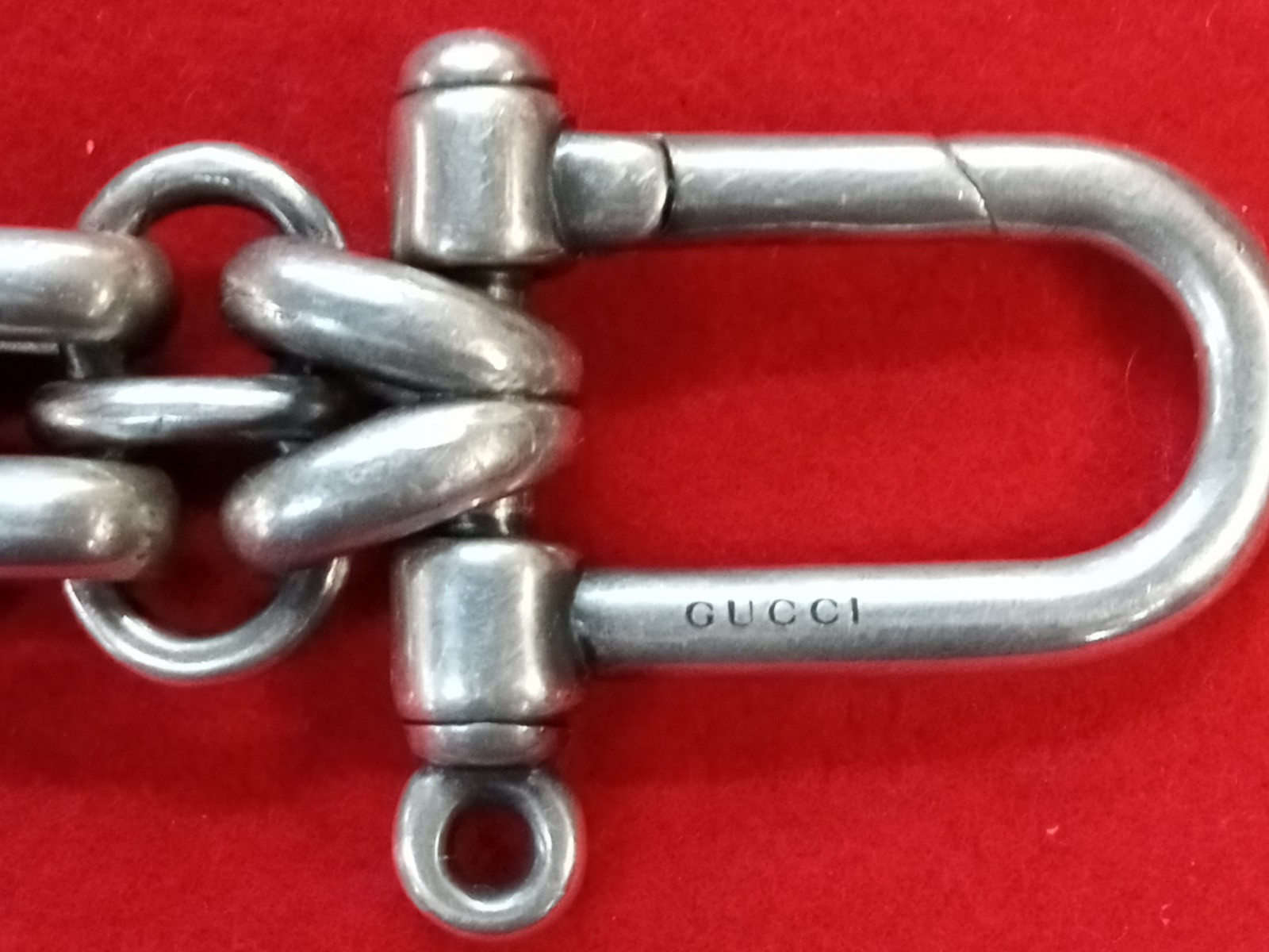 Gucci 925 double Chain Schackle/Handcuff Bracelet w/ secure hook closure tested