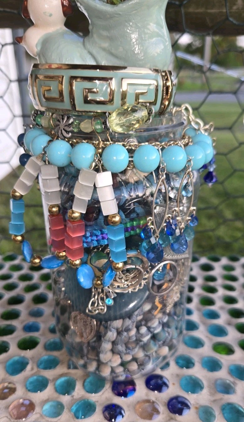 Blue🪩Blast Of Beauty~Mystery Jewelry Jar~Vintage 2 Now~Packed/Wearable Pieces