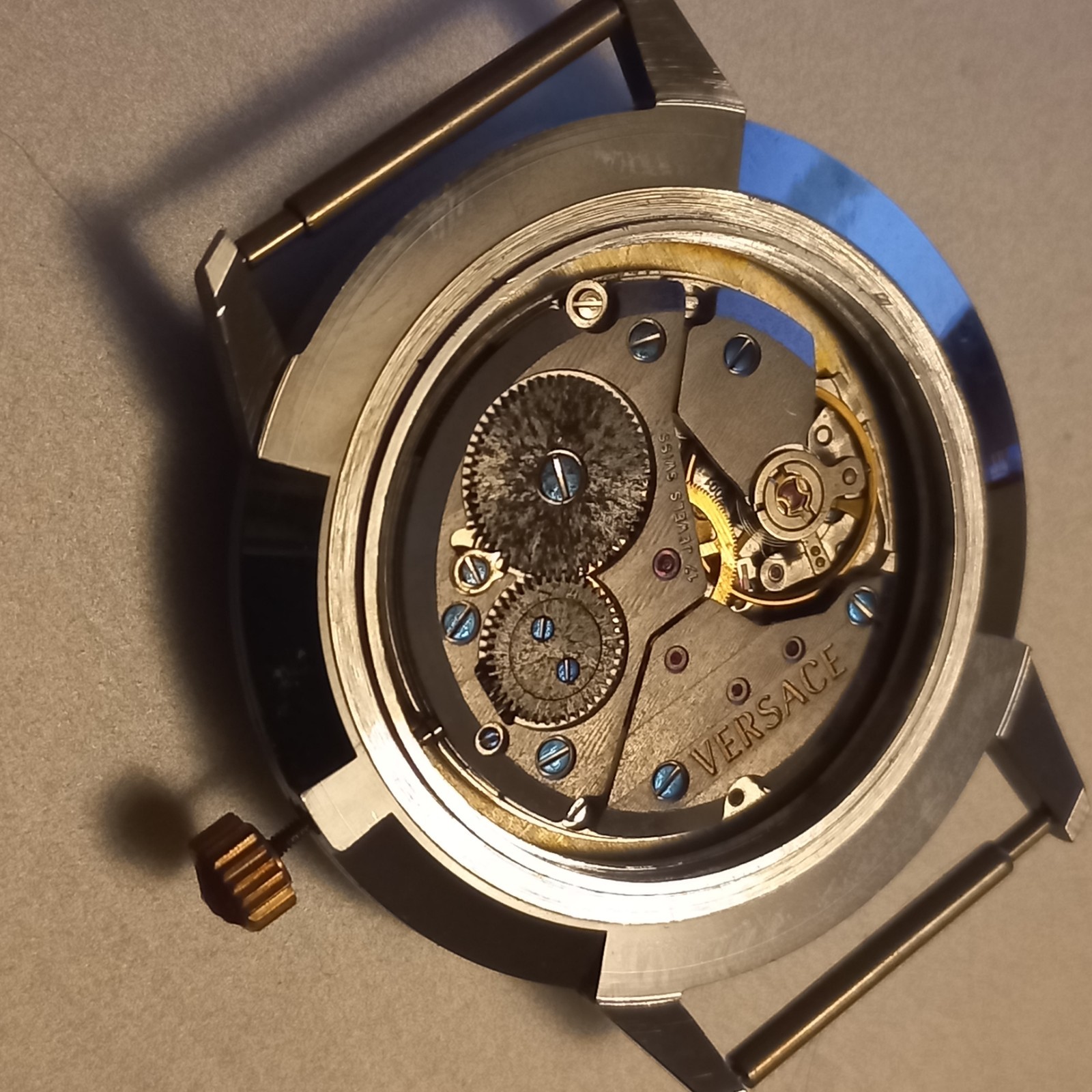 HAND WINDING VERSACE WRIST WATCH MOVEMENT DIAL CAL ETA 7001 SUB SECOND WORKING