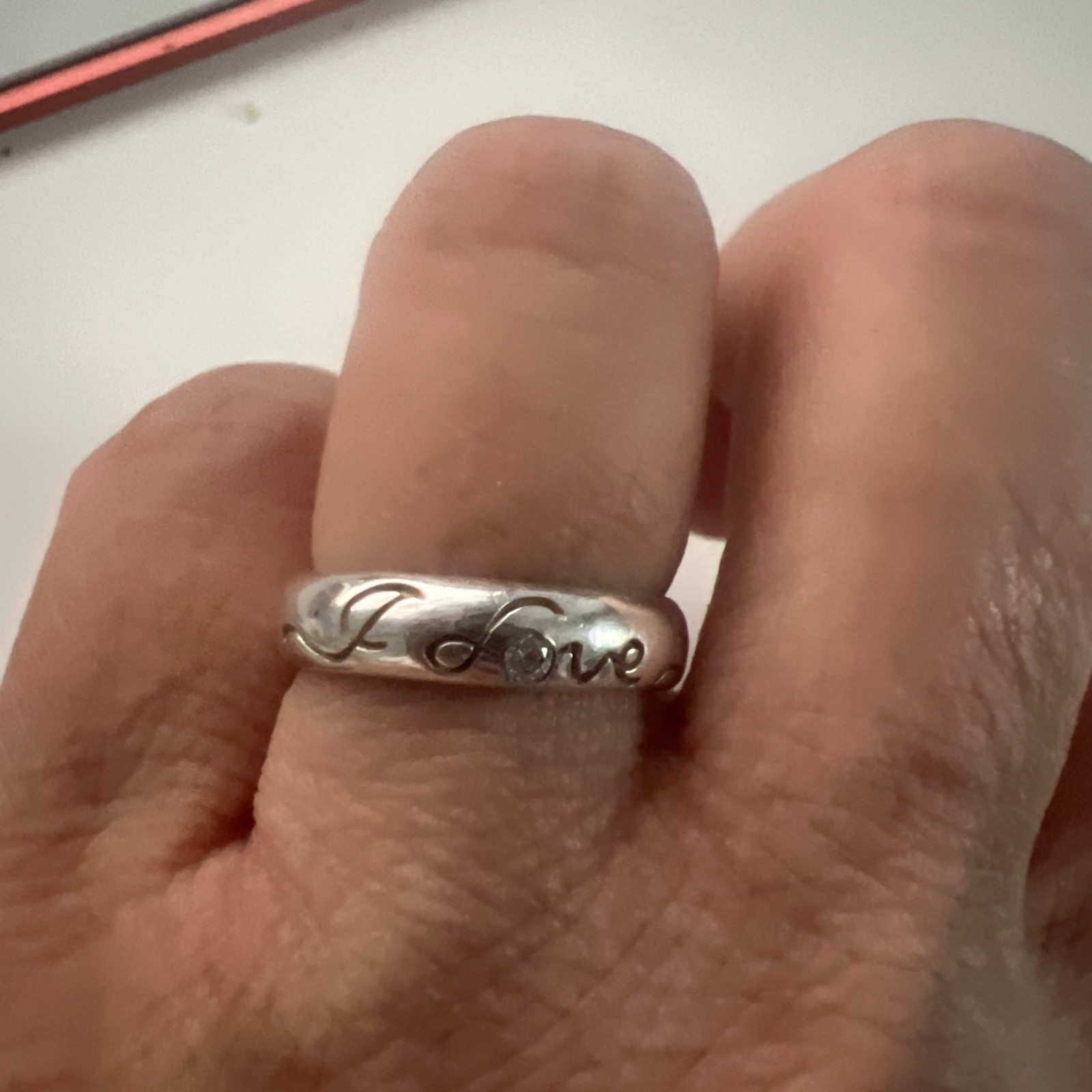 I Love You Ring Solid Sterling Silver 925 5mm Size 9 One CZ Stone