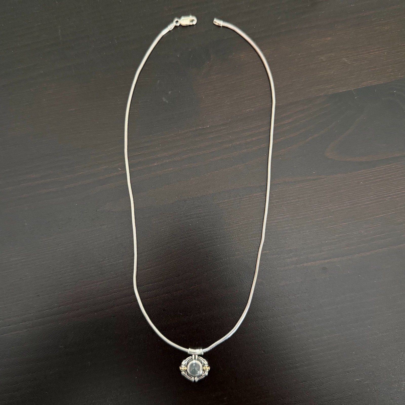 LAGOS Rare Vintage SS & 18k Caviar Moonstone 16″ Necklace